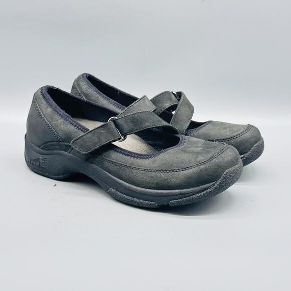 Dansko Shoes Womens 6.5 Gray Nubuck Kiki Mary Jane Hook & Loop Strap Work Casual - Picture 2 of 13